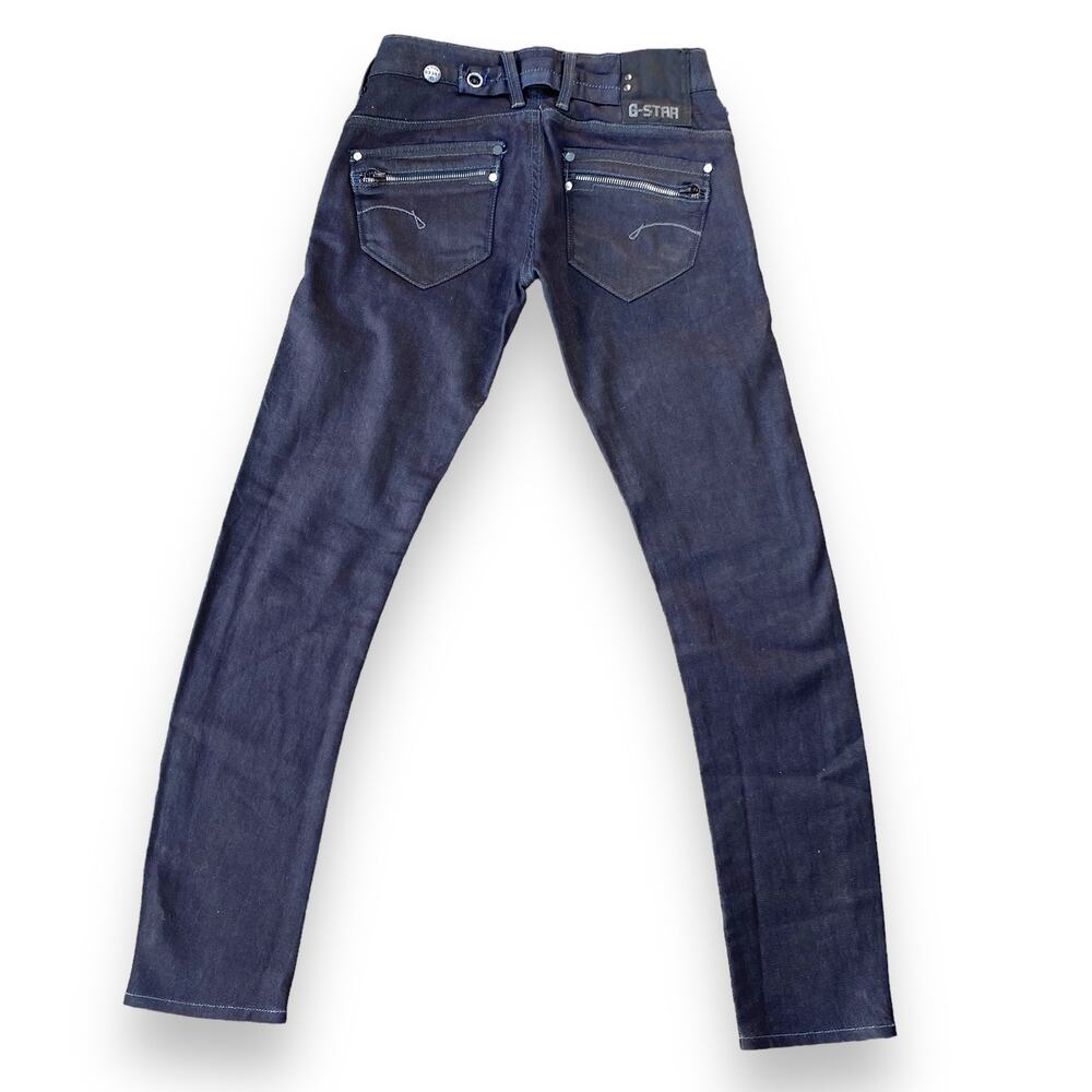 Y2k G-Star Raw Jeans Low Rise Corvet Skinny Sz 25 Dark Blue Stretch Denim 27x29